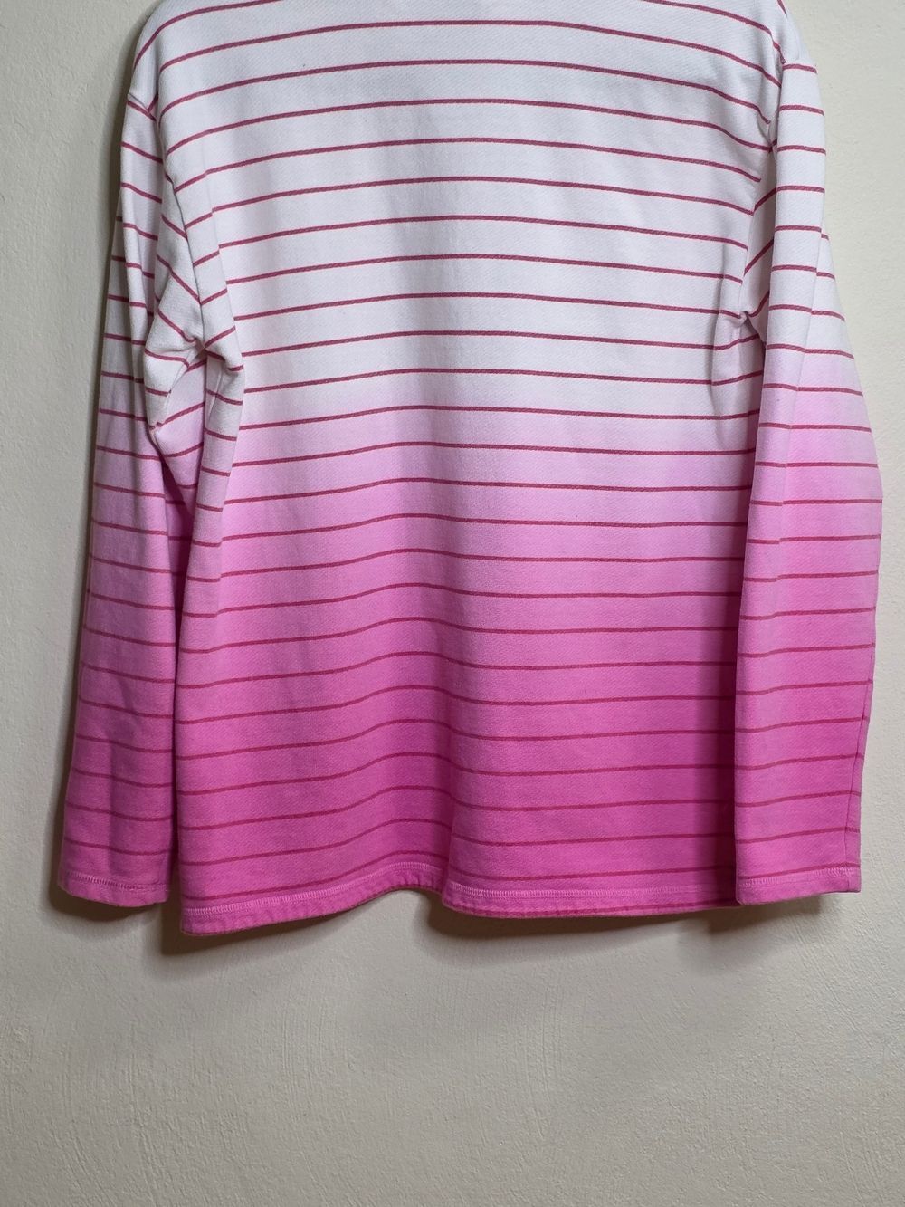 T by Talbots White Zip-Up Sweater with Pink Stripes - Picture 1 of 3